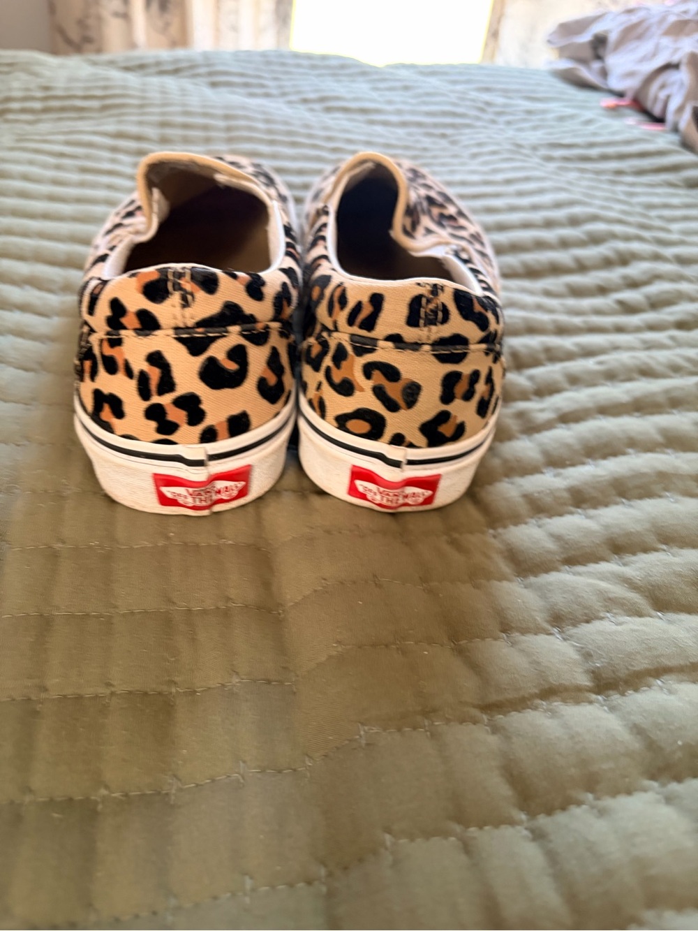 Vans Classic Slip-On Leopard Print Sneakers - Tan/Black - Picture 2 of 4